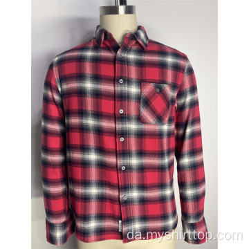 Rød enkelt lomme plaid shirt